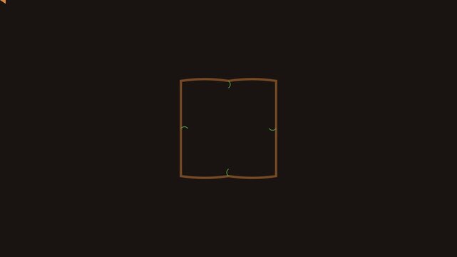 Minimalist square frame with animated green leaf on dark animation 4k background, border