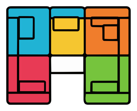 Sectional sofa top down view illustration. Generative AI