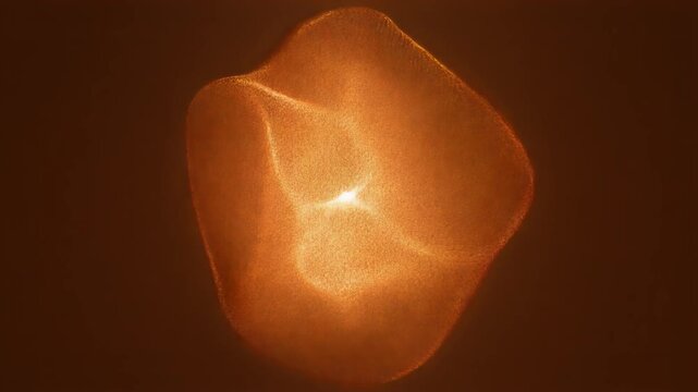Large Abstract Form of Pulsing Amber and Orange Light Expanding on Transparent Background, Ethereal Organic Motion Graphic, 1080p Full HD