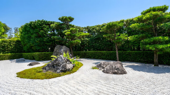 Zen Rock Garden at Meigetsuin Temple in Kamakura, Japan