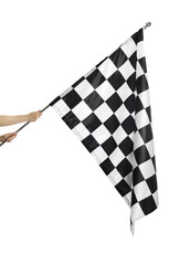 Obraz premium One checkered finish flag isolated on white