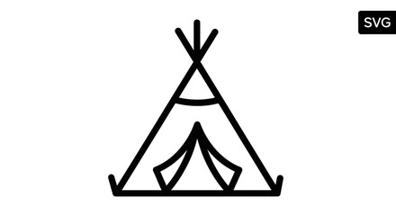 Minimalist teepee icon for camping and outdoor travel concepts © melia