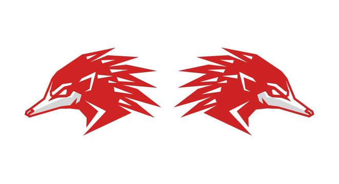 Red Fierce Wolf Head Logo Design Pair.
