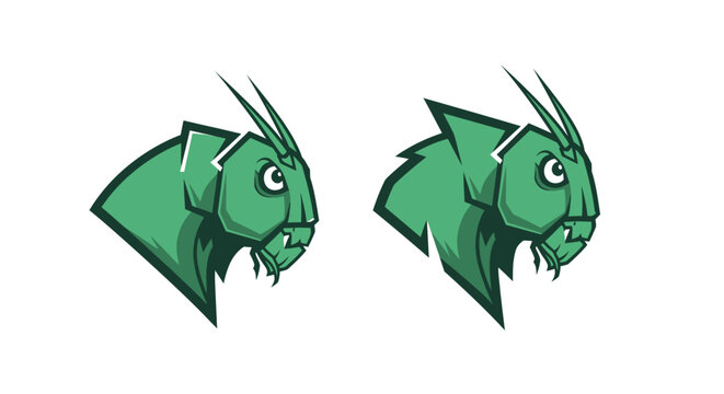 Green Cartoon Lizard Head Profile Illustration.