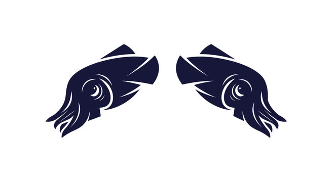 Symmetrical Black Fish Logo Design.