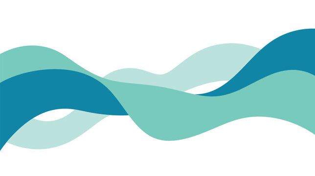 Abstract flowing blue and teal waves create smooth layered background design.