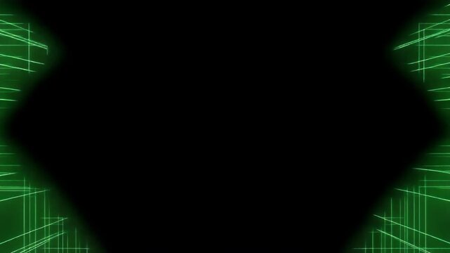 Complex Green Laser Beam Grid Pattern Moving on Transparent Background, Futuristic High Tech Digital Motion Graphics Background