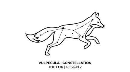 Minimalist Vulpecula constellation fox silhouette line art vector illustration © Mafaat