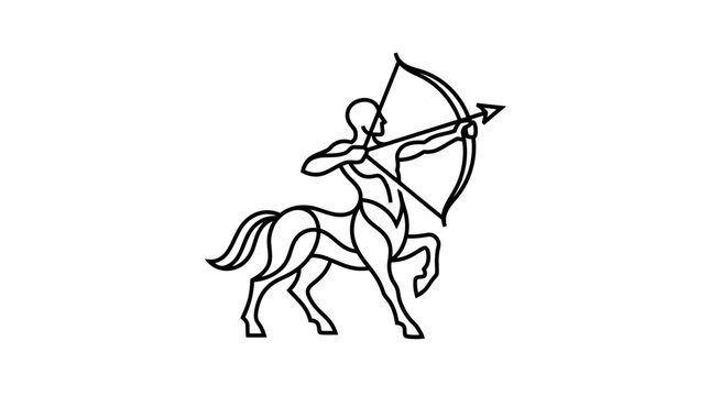 Centaur Archer Mythical Creature Line Art Vector Illustration