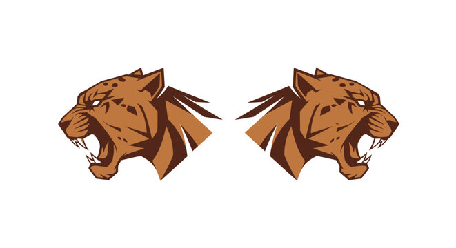 Fierce Tiger Head Logo Design Pair.