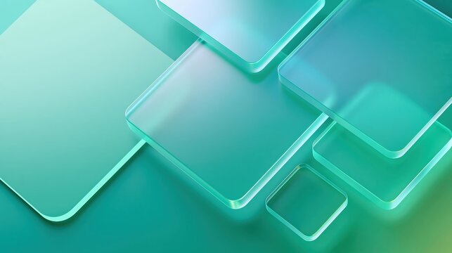 Overlapping translucent glass cards floating with soft shadows in a modern glassmorphism background