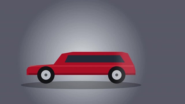 Isolated red station wagon car, side view, pixel art style, simple vehicle illustration for transport and travel themes