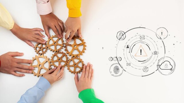 Collaborative Hands Working Together with Gears on a White Table Representing Teamwork and Innovation in Business and Technology Concepts. Entropy.