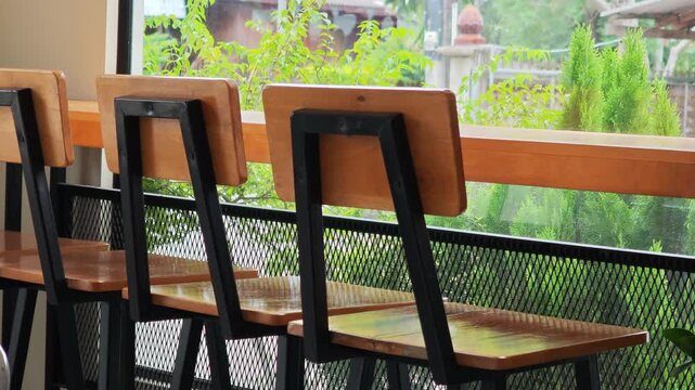A chair in a quiet corner of the caf&eacute;.