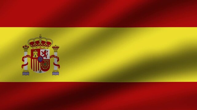 Spain flag waving with smooth fabric motion in a looping animation.