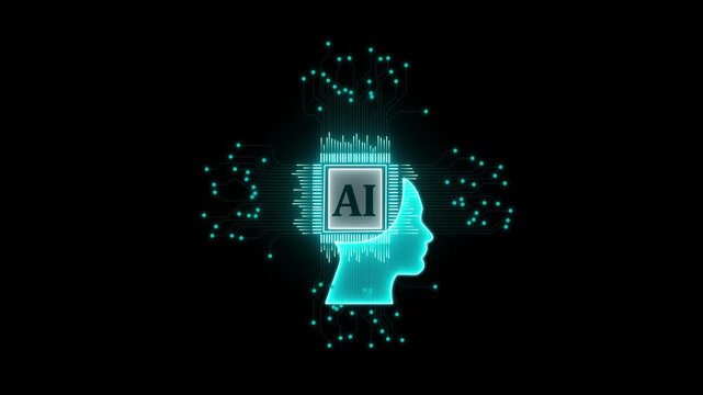 Neon Neural Brain Symbol for AI. Futuristic Neon AI Brain with Circuit Details. Glowing Neon Brain Icon for Smart Technology