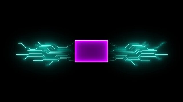 AI Computer Chip. CPU Transmitting Glowing High Speed Data Circuit Board Using Processing Artificial Intelligence Neon abstract digital technology background Computer And Technology Related