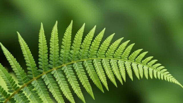 Close Up of a Vibrant Green Fern Leaf in a Lush Forest Environment.