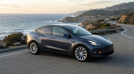 Fototapeta premium Eco-friendly modern electric SUV.