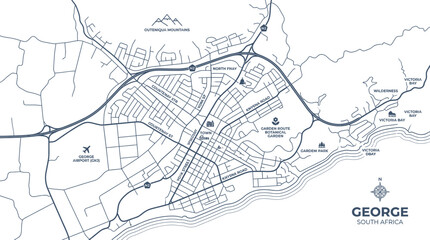 George south africa minimalist city map with streets and landmarks © rehan
