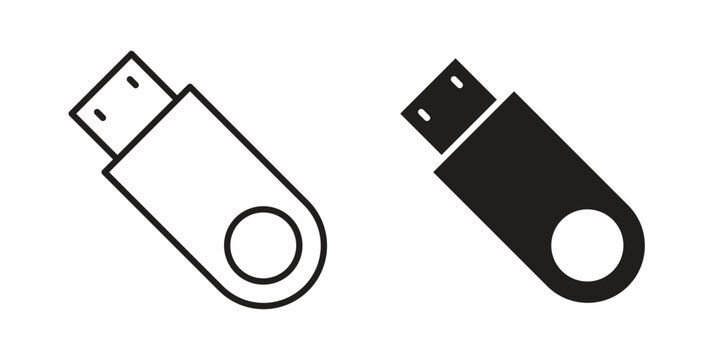 USB icon thin line pictograms group
