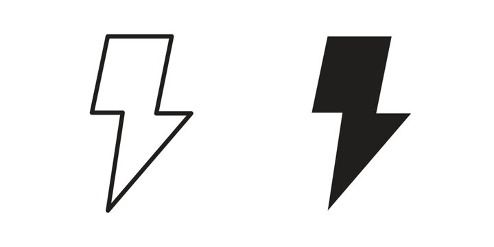 Thunder bolt icon thin line pictograms group