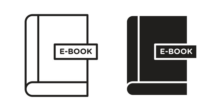 Ebook icon thin line pictograms group