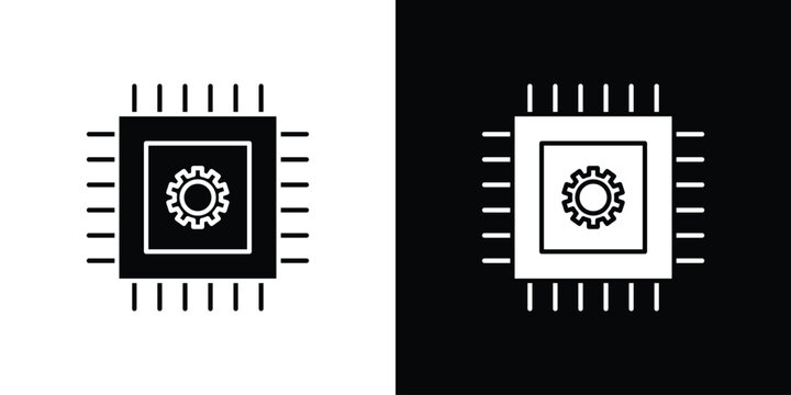 AI chip icon minimal logos bundle