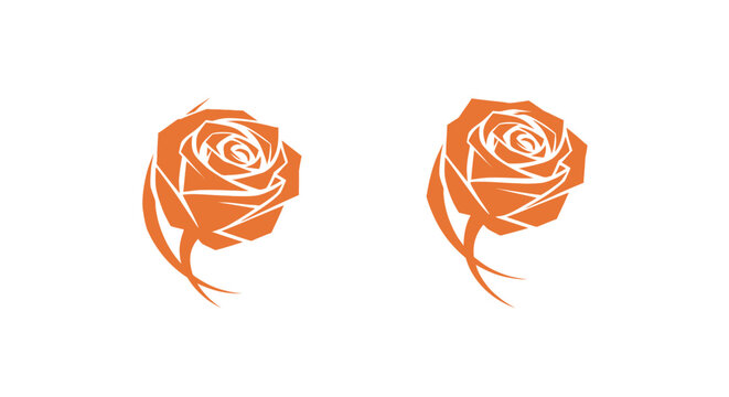 Two elegant orange rose illustrations with intricate petals.