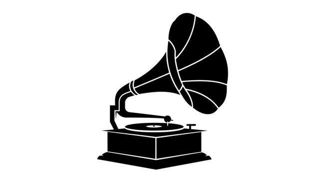 Vintage Gramophone Phonograph Silhouette Icon