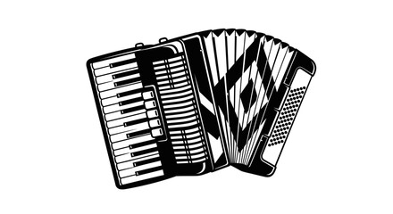 Minimalist Black and White Accordion Illustration © kiki__