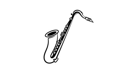 Naklejka premium Black and White Saxophone Line Art Illustration