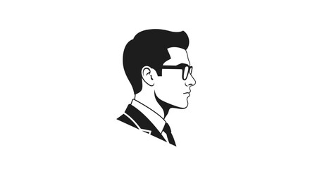 Minimalist Profile Portrait of a Young Man in Glasses © kiki__