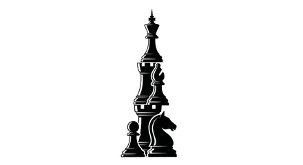 Creative Chess Pieces Totem Stack Illustration © kiki__