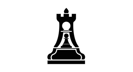 Black Chess Rook Silhouette Containing a Pawn Icon © kiki__
