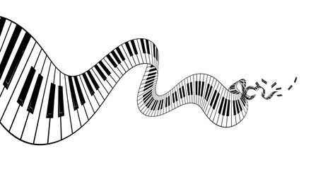 Surreal piano keyboard snake illustration © kiki__