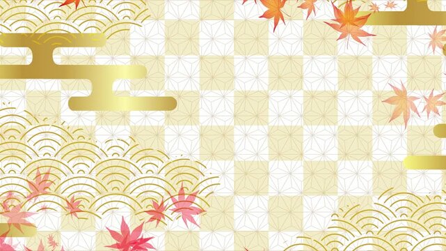 Japanese Maple Leaves and Geometric Patterns 4K