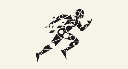 Obraz premium Abstract Geometric Running Human Figure Vector Illustration