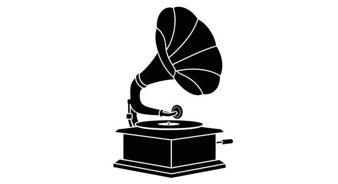 Vintage Gramophone Icon Silhouette