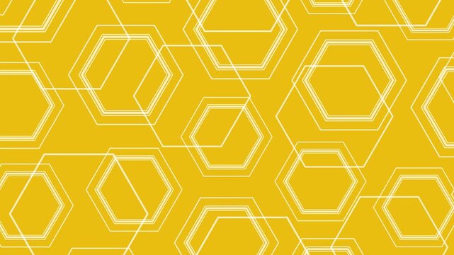 Geometric Yellow Hexagon Pattern 4K