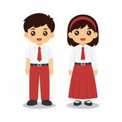 Obraz premium boy and girl in school uniform