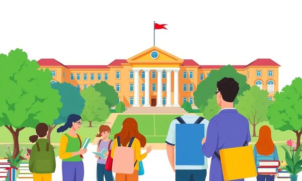 University Campus Students Learning