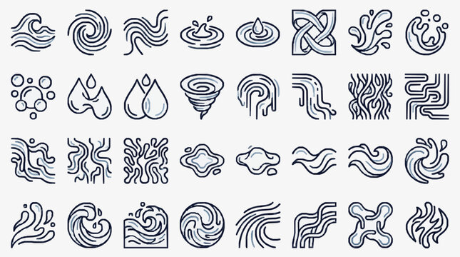 Abstract Water and Weather Pattern Icons