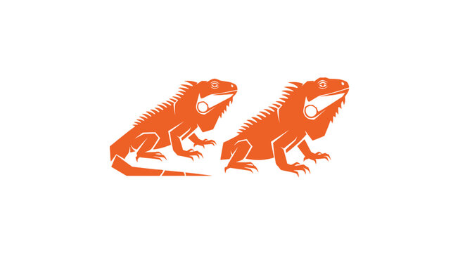 Two orange lizards walking side by side illustration.