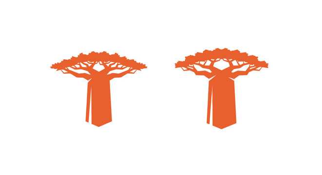 Two stylized orange baobab trees illustration.