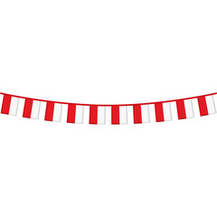 Fototapeta premium Vertical stripe red and white rectangular bunting flags garland banner for August celebration