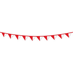 Fototapeta premium Triangular red and white bunting flags banner garland for Indonesian independence day