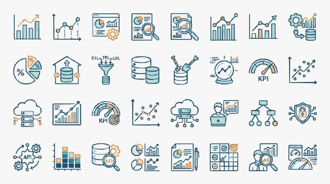 Business Analytics and Data Management Icons