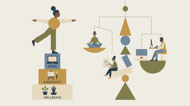Balancing Work Creativity and Wellbeing with Geometric Shapes and People