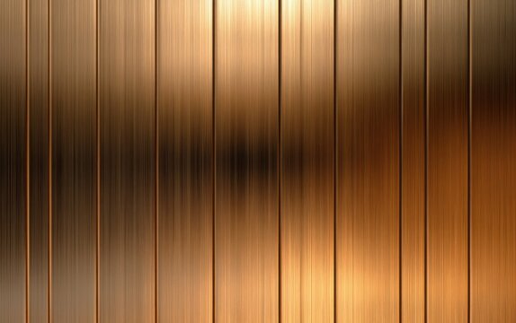warm copper and gold vertical brushed metal panels with subtle gradient lighting, sleek reflective texture conveying modern minimalist and luxurious mood